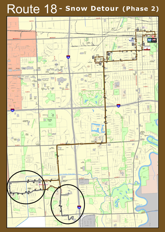 Route 18 Snow Detour Map - Phase 2