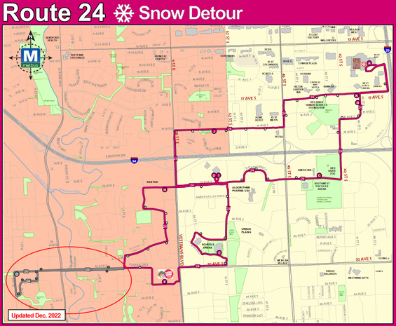 Route 24 Snow Detour Map