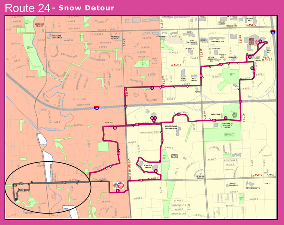 Route 24 Snow Detour Map