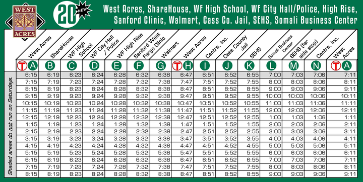 Route 20 Timetable - 8/1/18