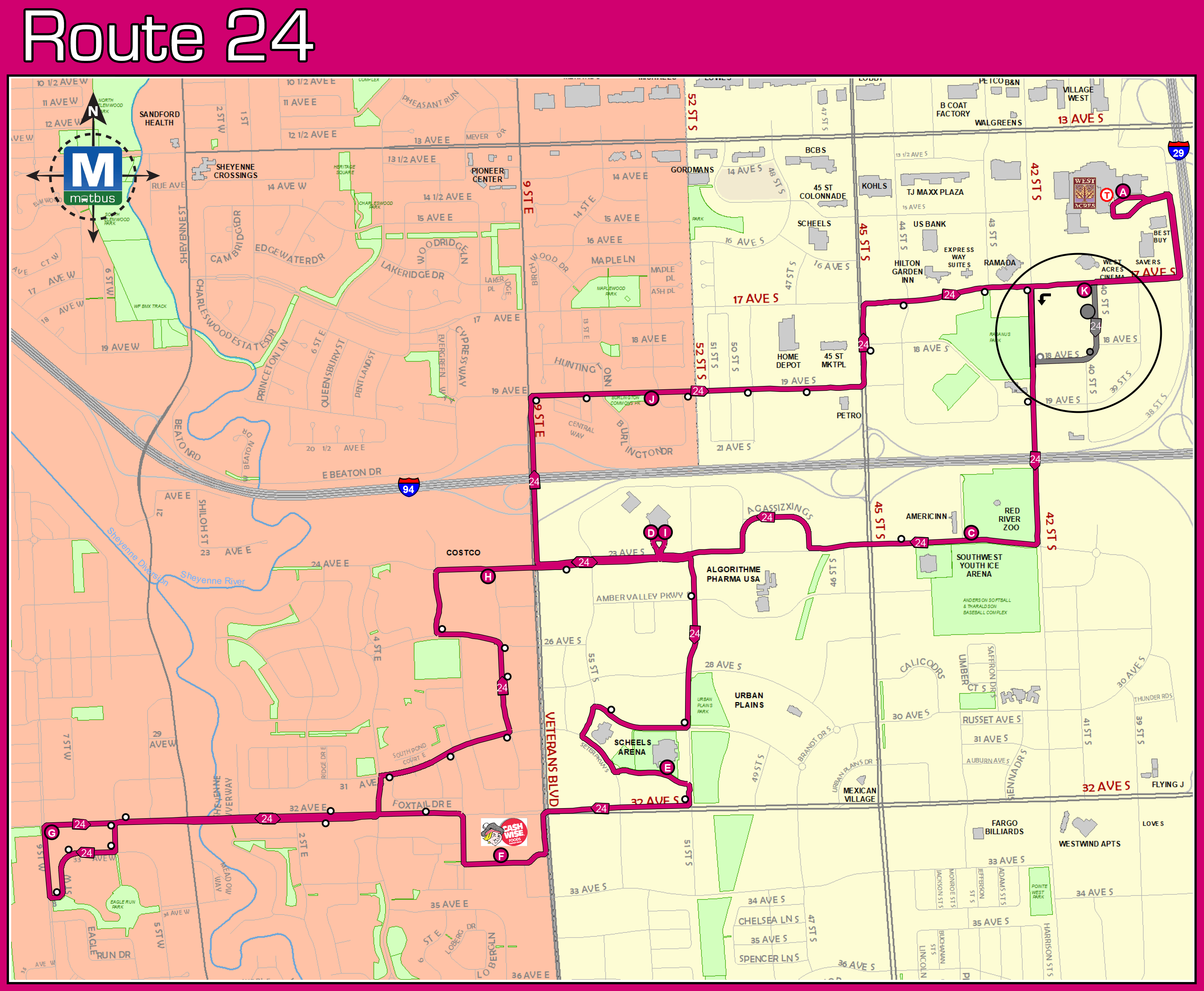 Fargo Mat Bus Route Map Matbus - Route 24