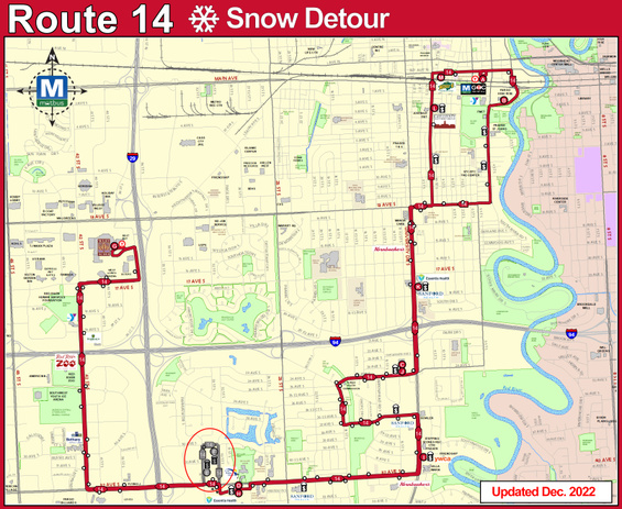 Route 14 Snow Detour Map