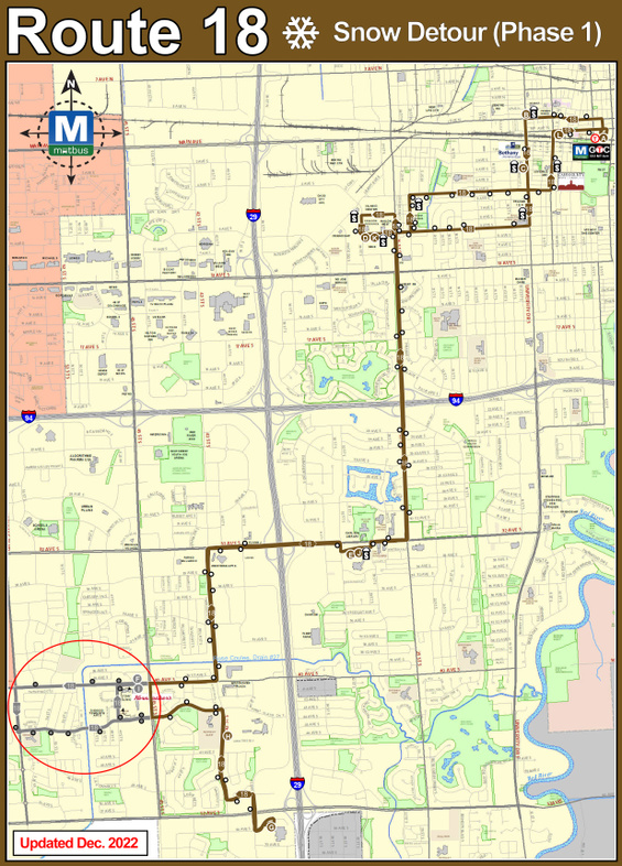Route 18 Snow Detour Map - Phase 1