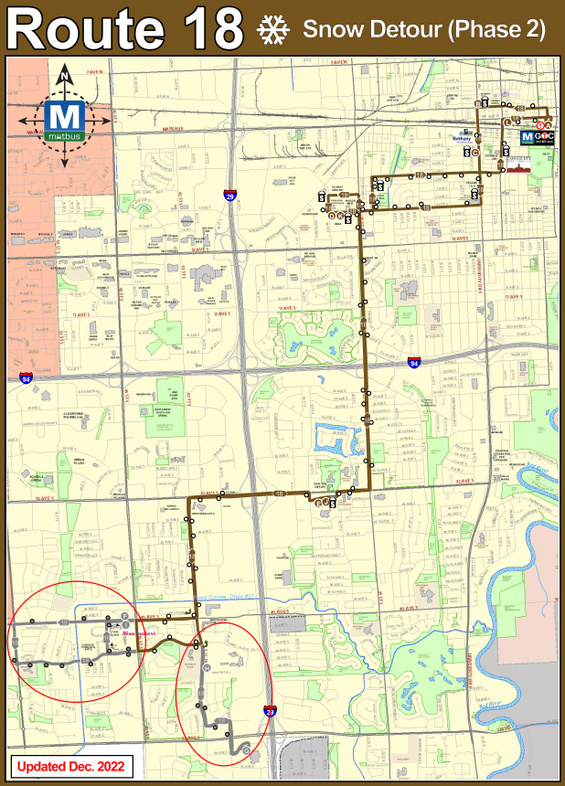 Route 18 Snow Detour Map - Phase 2