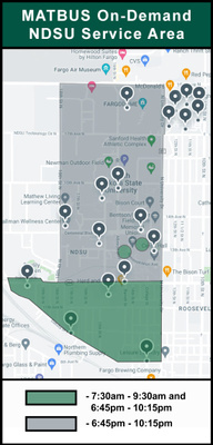 NDSU On Demand Map - Effective January 13, 2025