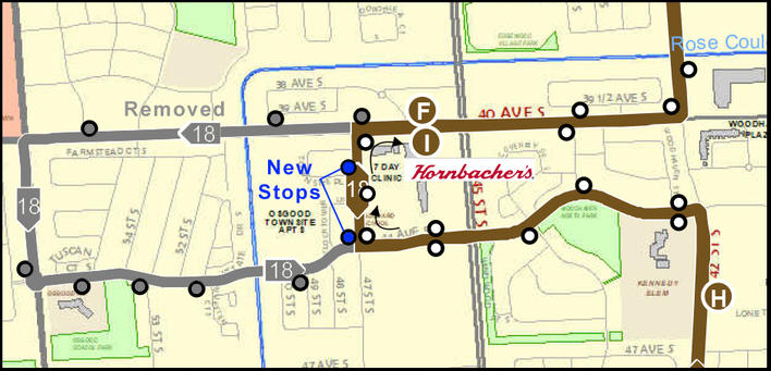 Route 18 service change map